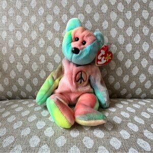 Ty Peace Bear beanie baby. DOB 11/17/2002